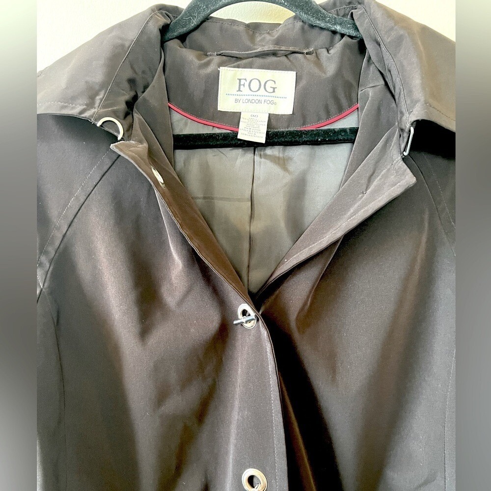 London Fog Trench Coat Women M Brown Removable Hood Lightweight‎ Classic Neutral - Picture 6 of 13